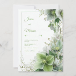 Mossy Sage Hellebore Botanical Frame Wedding Inbjudningar