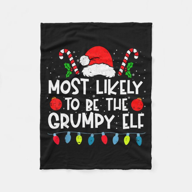 Most Likely To Be The Mpy Elf Family Crew Christma Fleecefilt (Framsidan)