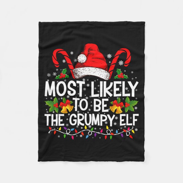 Most Likely To Be The Mpy Elf Funny Xmas  Fleecefilt (Framsidan)