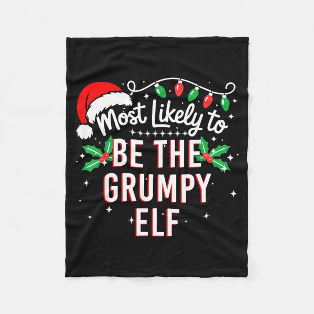 Most Likely To Be The Mpy Elf Funny Xmas  Fleecefilt (Framsidan)
