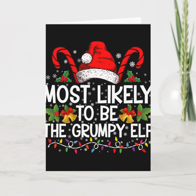 Most Likely To Be The Mpy Elf Funny Xmas T Shirt  Kort (Framsida)