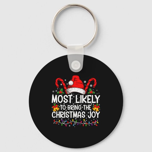 Most Likely To Bring The Christmas Joy Matching  Nyckelring (Framsida)