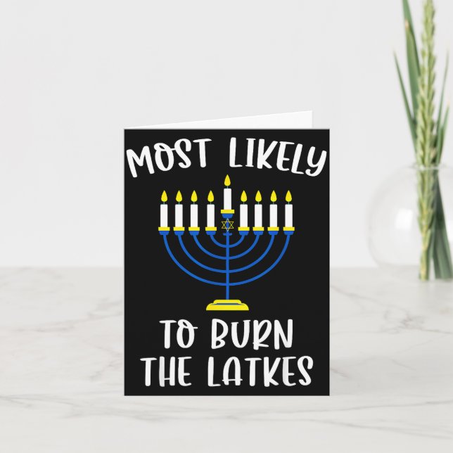Most Likely To Burn The Latkes Hanukkah Group Matc Kort (Framsida)