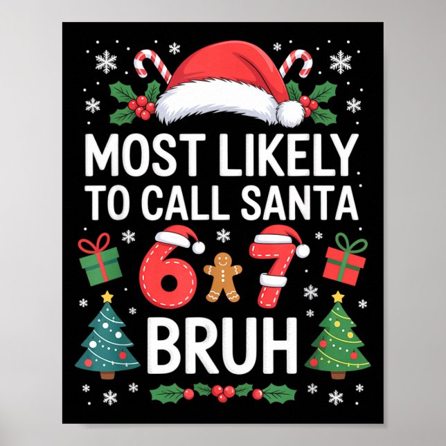 Most Likely To Call Santa 67 Six Seven Bruh Christ Poster (Framsidan)