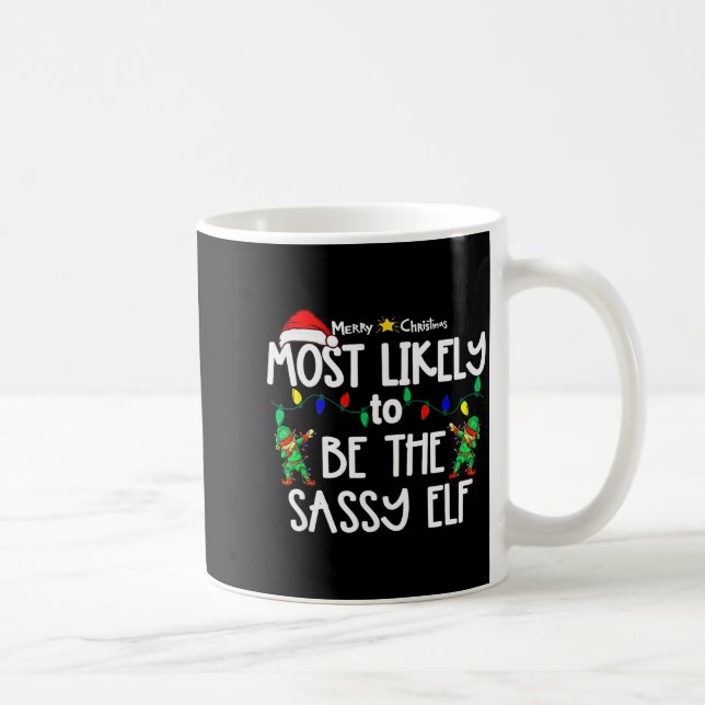 Most Likely To Christmas Shirt Matching Family Paj Kaffemugg (Höger)