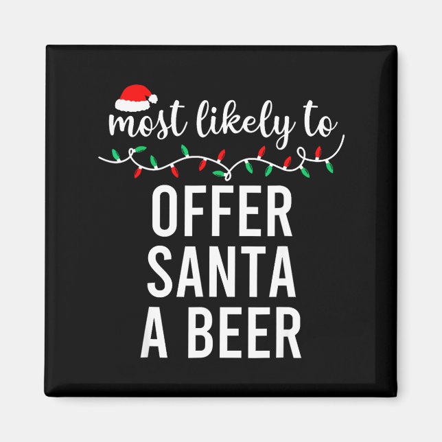 Most Likely To Christmas Shirt Matching Family Paj Magnet (Framsidan)