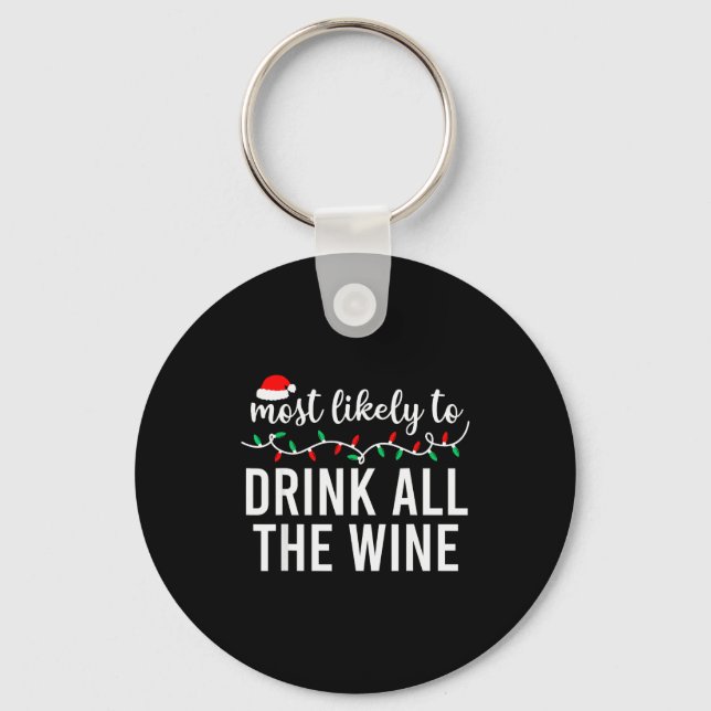 Most Likely To Christmas Shirt Matching Family Paj Nyckelring (Framsida)