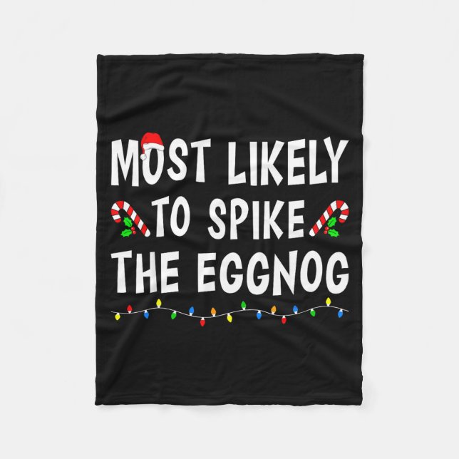 Most Likely To Christmas Xmas Pajamas Funny Matchi Fleecefilt (Framsidan)