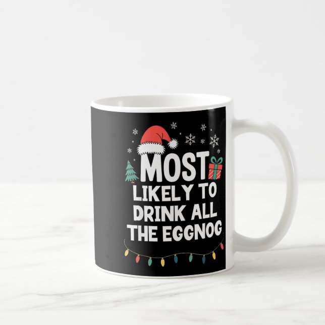 Most Likely To Drink All The Eggnog Christmas Funn Kaffemugg (Höger)