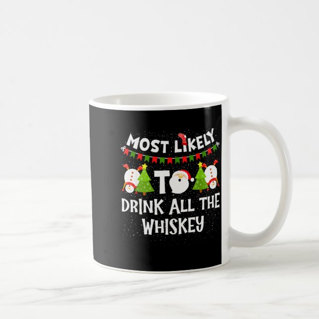 Most Likely To Drink All The Whiskey Funny Family  Kaffemugg (Höger)