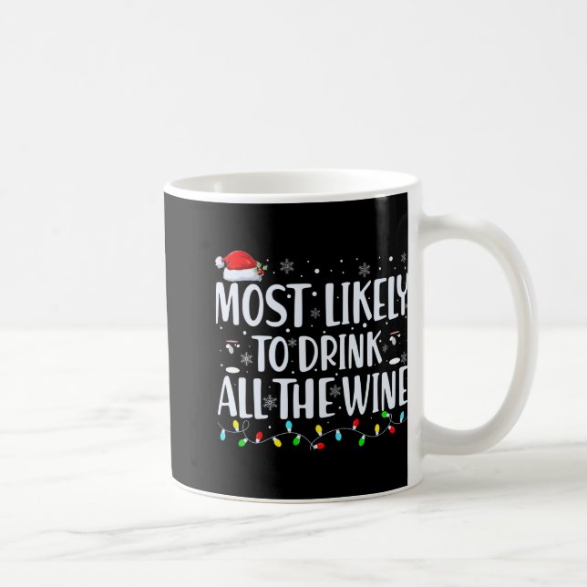 Most Likely To Drink All The Wine Christmas T Shir Kaffemugg (Höger)