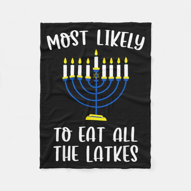 Most Likely To Eat All Latkes Hanukkah Group Match Fleecefilt (Framsidan)