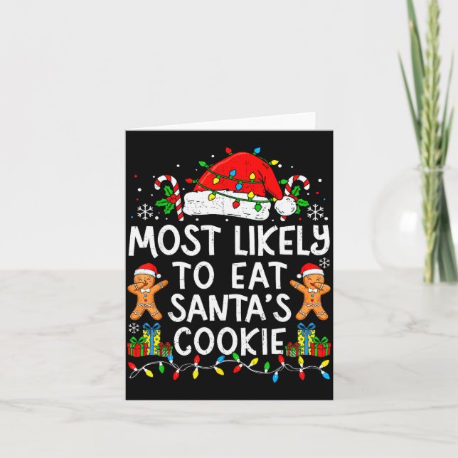Most Likely To Eat Santa’s Cookie Family Matching  Kort (Framsida)