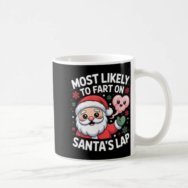 Most Likely To Fart On Santa’s Lap Funny Christmas Kaffemugg (Höger)