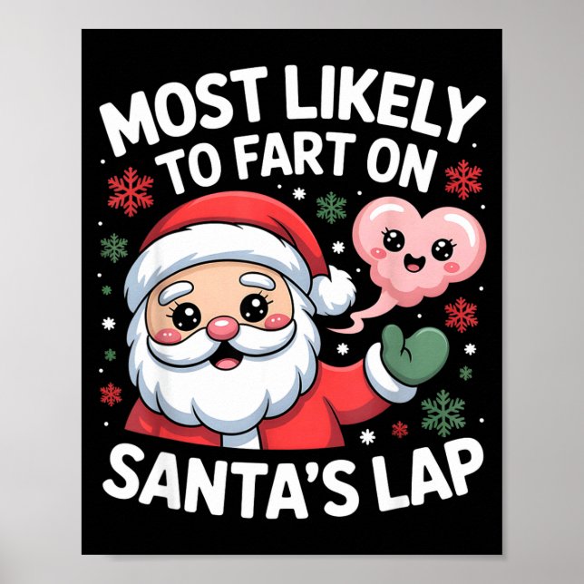 Most Likely To Fart On Santa’s Lap Funny Christmas Poster (Framsidan)