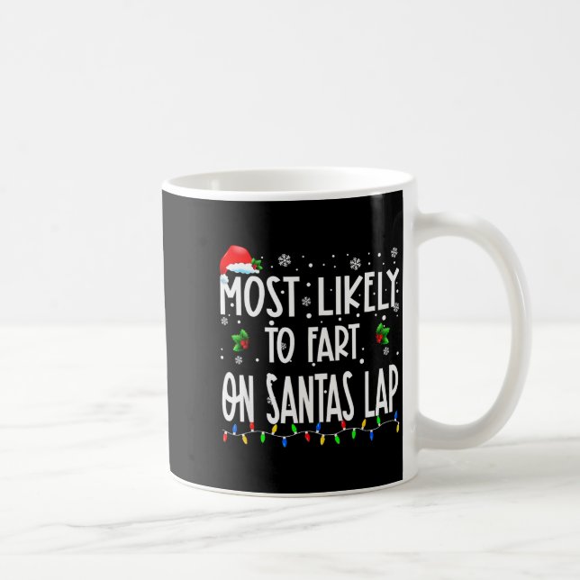 Most Likely To Fart On Santa's Lap Christmas Match Kaffemugg (Höger)