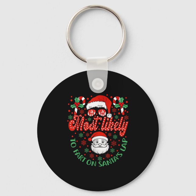 Most Likely To Fart On Santa's Lap Family Matching Nyckelring (Framsida)