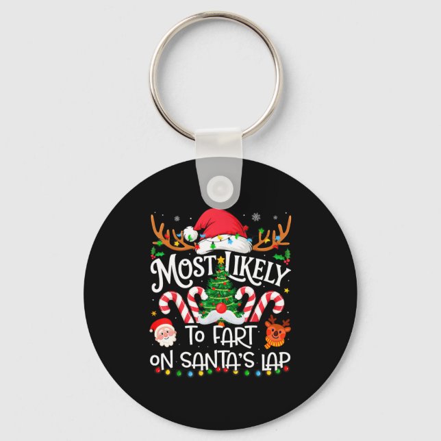 Most Likely To Fart On Santa's Lap Family Matching Nyckelring (Framsida)