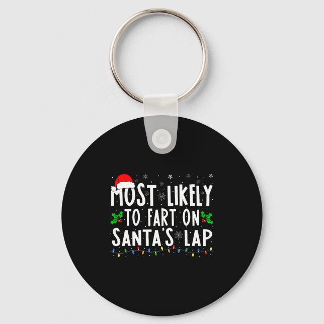 Most Likely To Fart On Santas Lap Family Matching  Nyckelring (Framsida)
