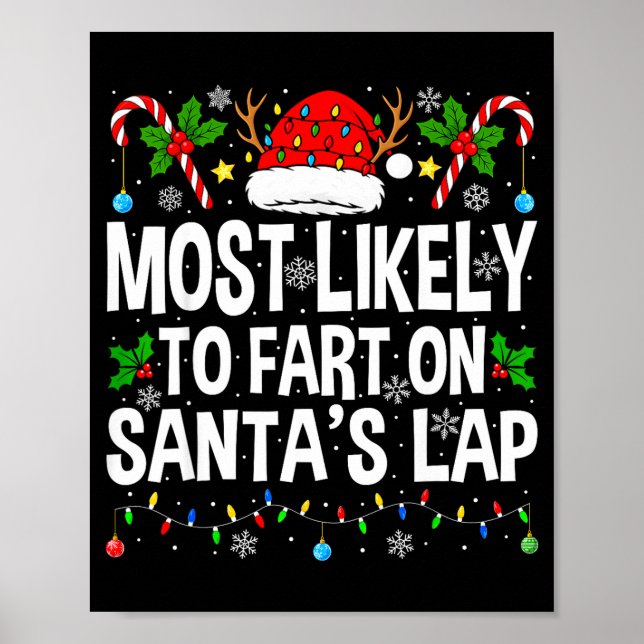 Most Likely To Fart On Santa's Lap Family Matching Poster (Framsidan)