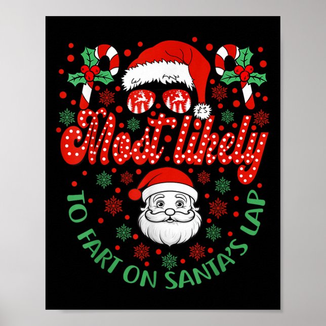 Most Likely To Fart On Santa's Lap Family Matching Poster (Framsidan)