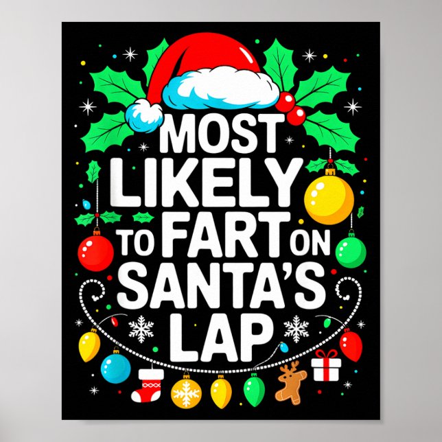 Most Likely To Fart On Santa's Lap Family Matching Poster (Framsidan)