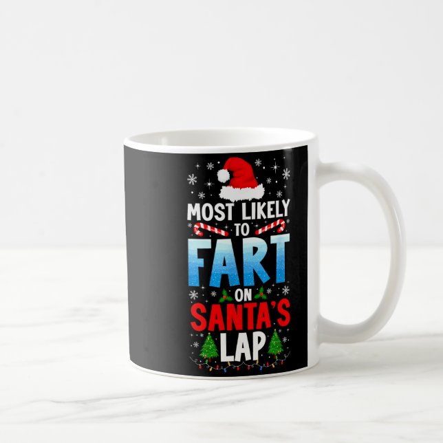 Most Likely To Fart On Santa's Lap Funny Embarring Kaffemugg (Höger)