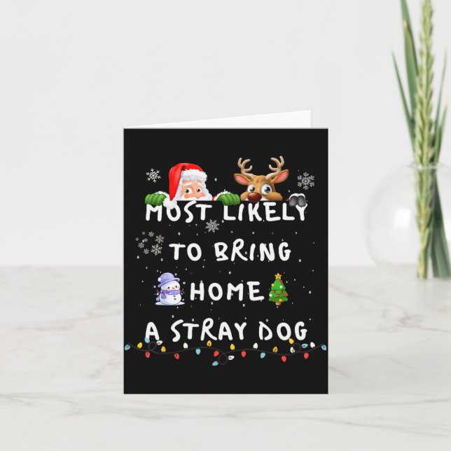 Most Likely To Funny Stray Dog Christmas Pajamas F Kort (Framsida)