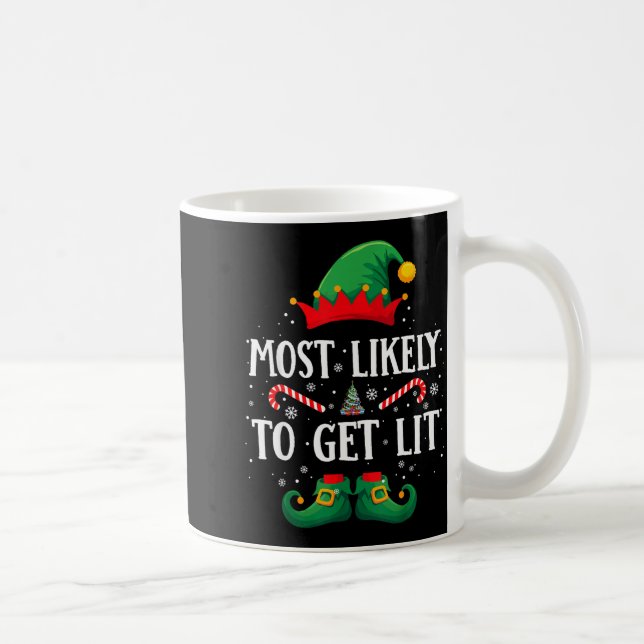 Most Likely To Get Lit Matching Christmas Elf  Kaffemugg (Höger)