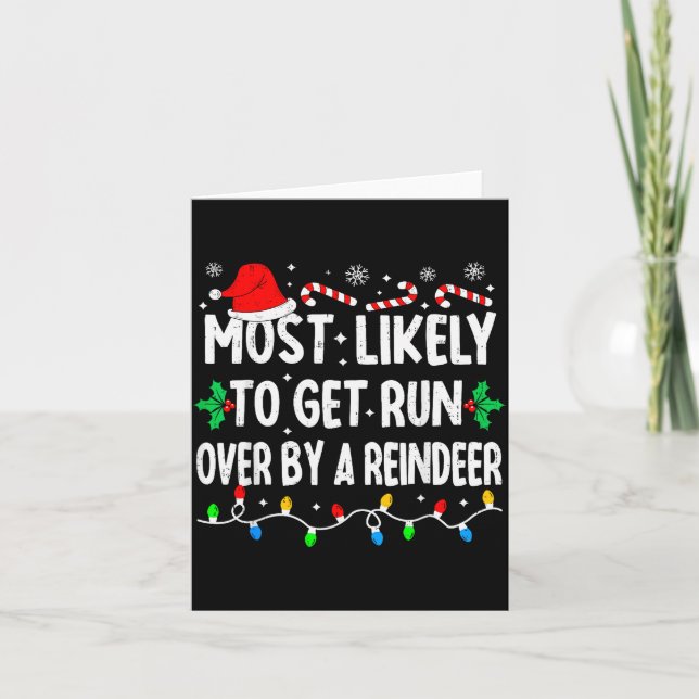 Most Likely To Get Run Over By A Reindeer Matching Kort (Framsida)