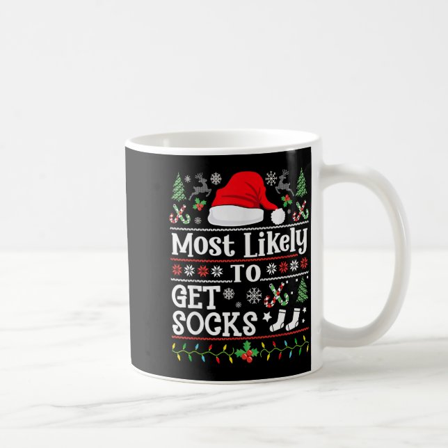 Most Likely To Get Socks - Family Christmas Pajama Kaffemugg (Höger)