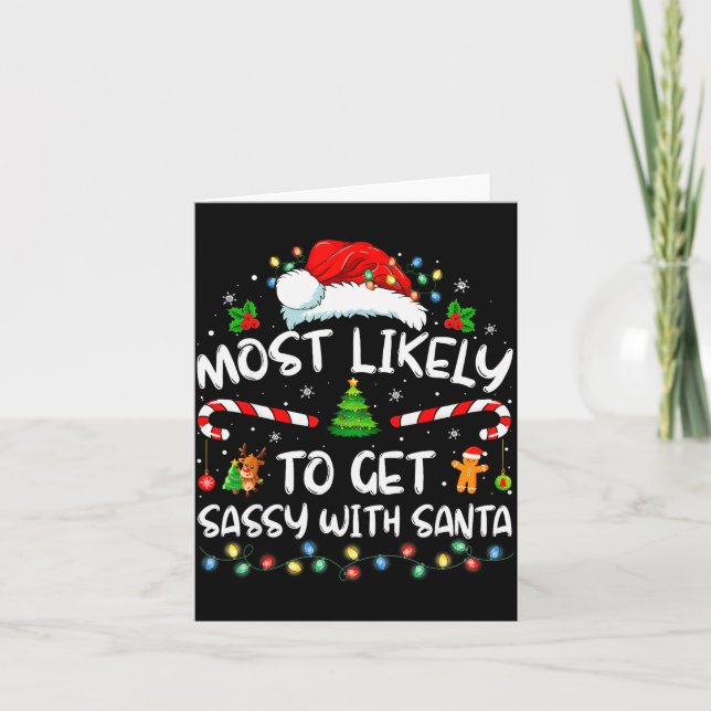 Most Likely To Get Sy With Santa Funny Family Chri Kort (Framsida)