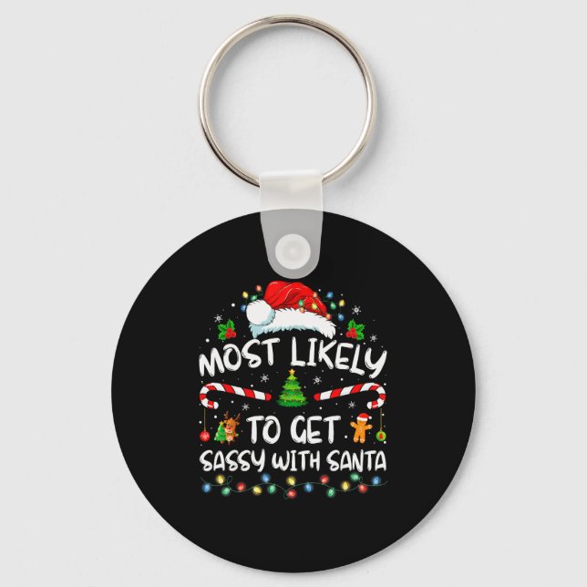 Most Likely To Get Sy With Santa Funny Family Chri Nyckelring (Framsida)