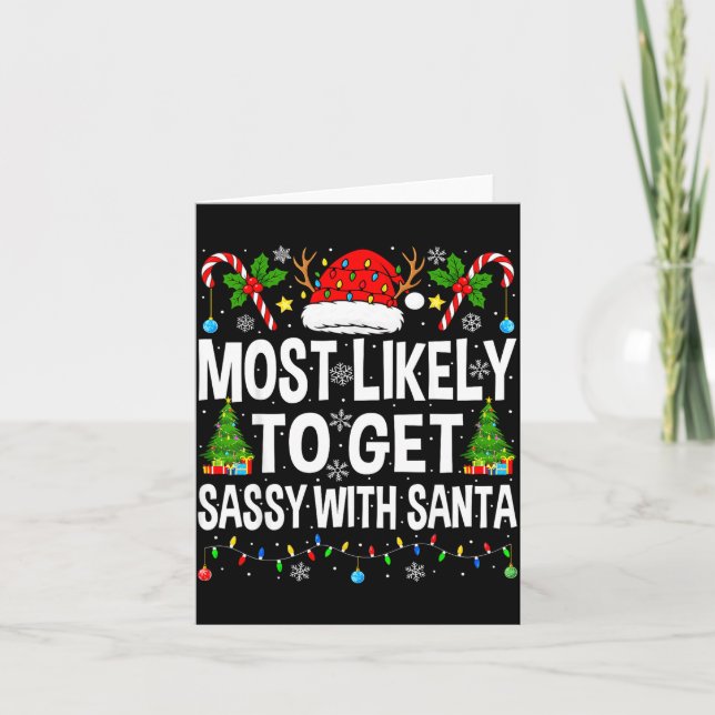 Most Likely To Get Sy With Santa Xmas Matching Chr Kort (Framsida)