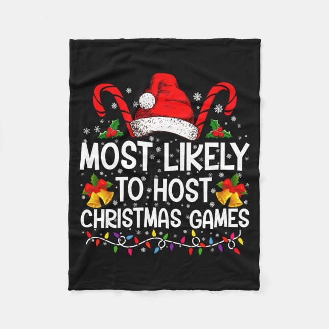 Most Likely To Host Christmas Games Family  Fleecefilt (Framsidan)
