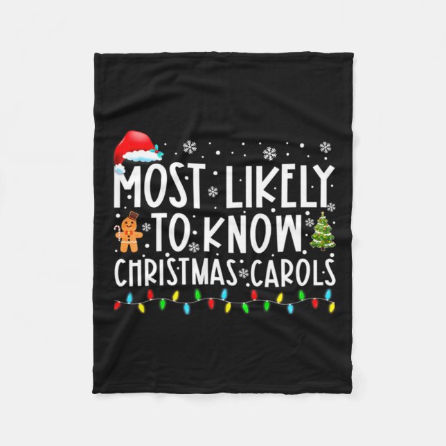 Most Likely To Know Christmas Carols Funny Christm Fleecefilt (Framsidan)