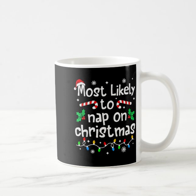 Most Likely To Nap On Christmas Christmas Matching Kaffemugg (Höger)