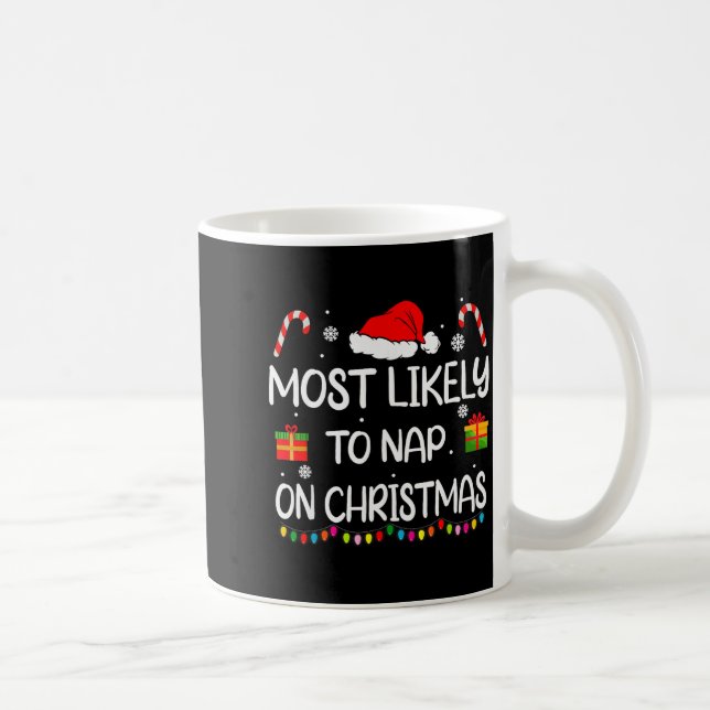 Most Likely To Nap On Christmas Family Funny Match Kaffemugg (Höger)