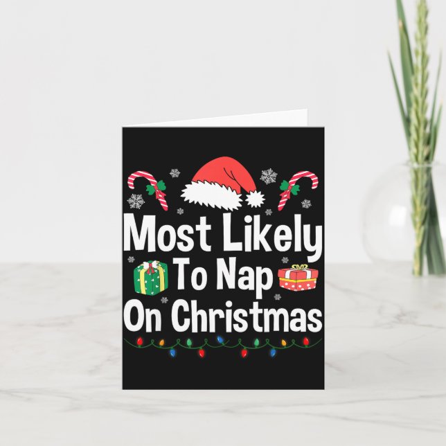 Most Likely To Nap On Christmas Family Funny Match Kort (Framsida)