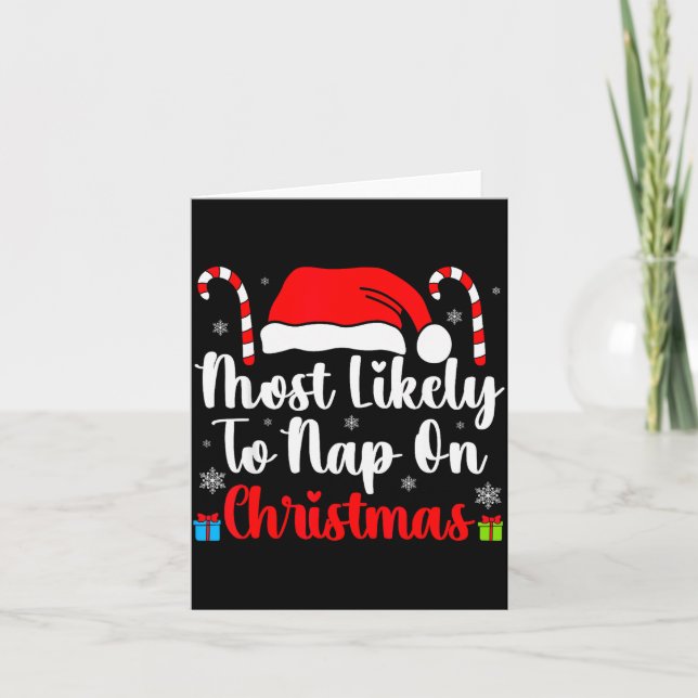 Most Likely To Nap On Christmas Family Funny Match Kort (Framsida)