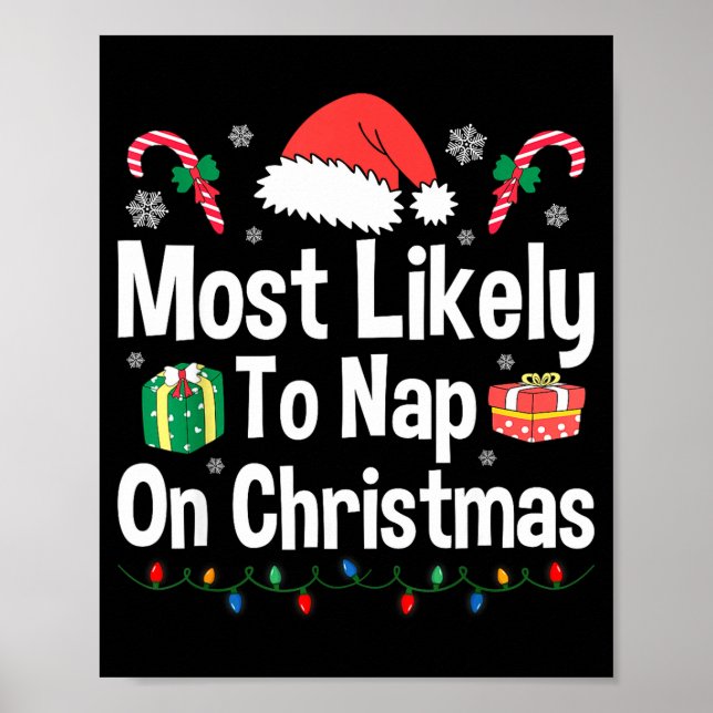 Most Likely To Nap On Christmas Family Funny Match Poster (Framsidan)