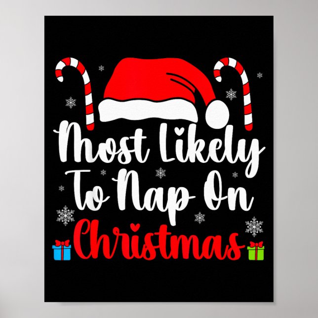 Most Likely To Nap On Christmas Family Funny Match Poster (Framsidan)