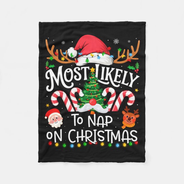 Most Likely To Nap On Christmas Family Matching Ch Fleecefilt (Framsidan)