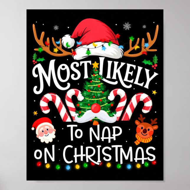 Most Likely To Nap On Christmas Family Matching Ch Poster (Framsidan)