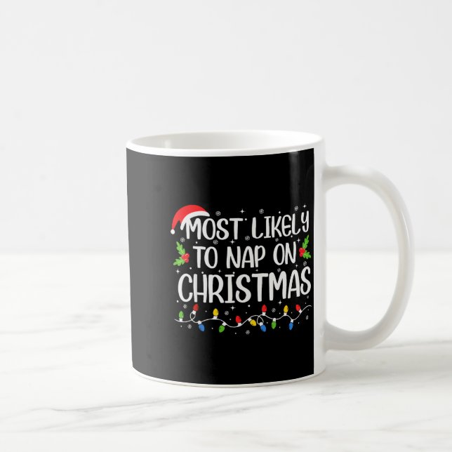 Most Likely To Nap On Christmas Funny Family Match Kaffemugg (Höger)