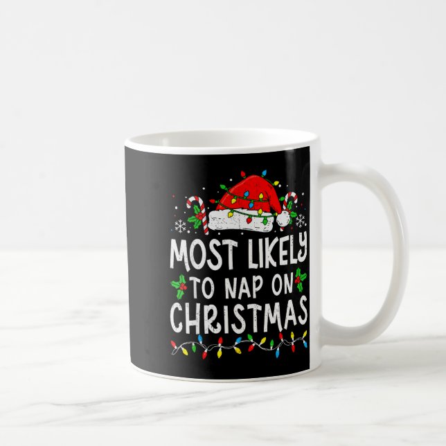 Most Likely To Nap On Christmas Funny Family Match Kaffemugg (Höger)