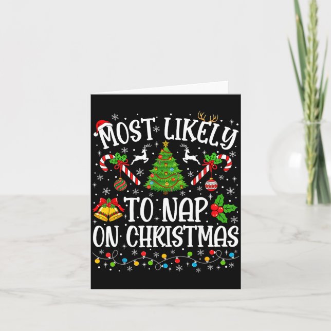 Most Likely To Nap On Christmas Funny Family Match Kort (Framsida)