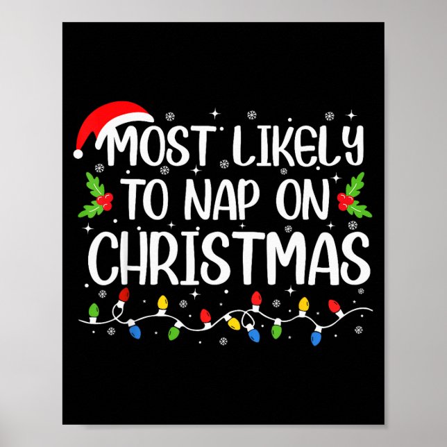 Most Likely To Nap On Christmas Funny Family Match Poster (Framsidan)