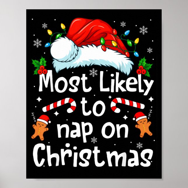 Most Likely To Nap On Christmas Funny Family Match Poster (Framsidan)