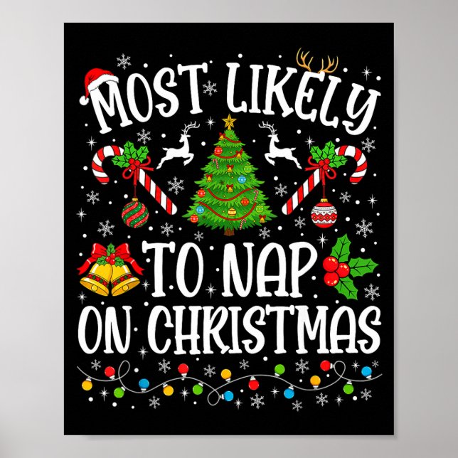 Most Likely To Nap On Christmas Funny Family Match Poster (Framsidan)